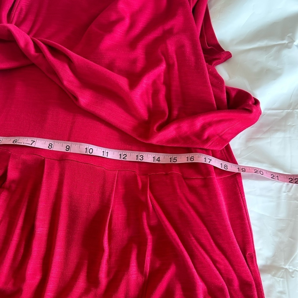 J. JILL Jersey Knit Layered Short Sleeve Sangria Dress Pockets Red Size Medium - Picture 10 of 11
